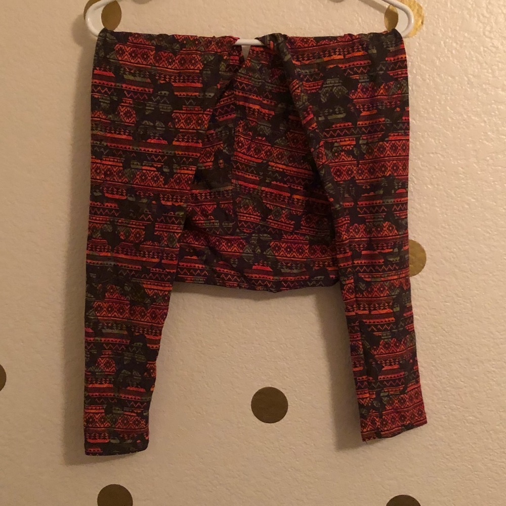 Orange green brown LULAROE leggings one size